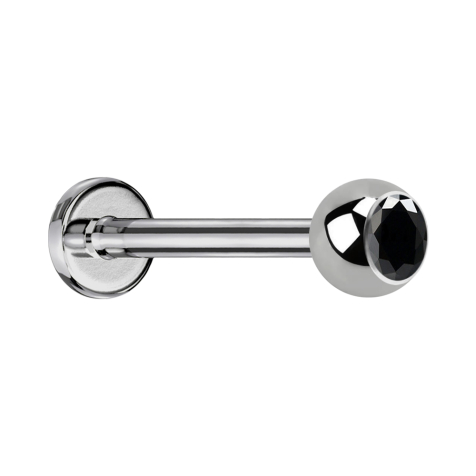 Micro labret silver with ball and crystal black