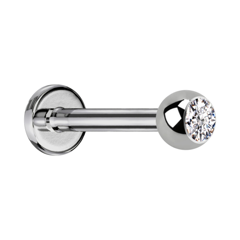 Labret in argento con cristallo a sfera in argento