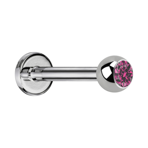 Labret in argento con cristallo a sfera rosa