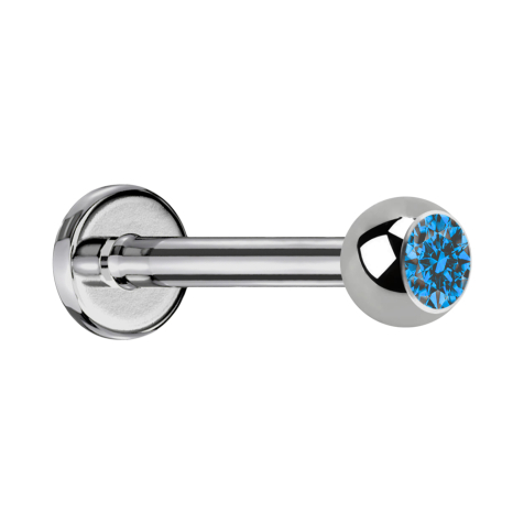 Labret in argento con sfera di cristallo azzurro