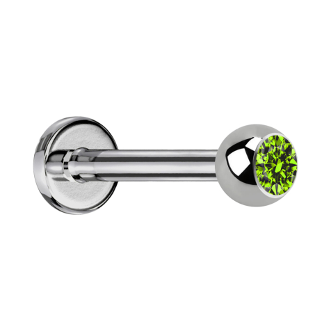 Labret silver with ball crystal light green