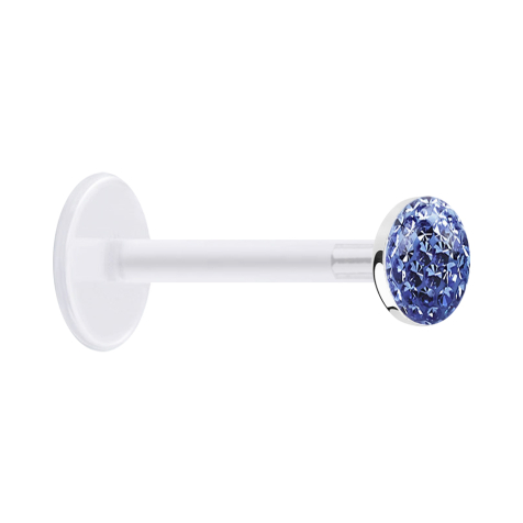 Micro Labret transparent mit Kristallscheibe hellblau Epoxy Schutzschicht