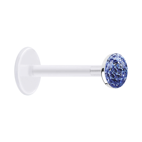 Micro Labret transparent avec disque de cristal bleu clair couche de protection époxy