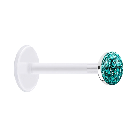 Micro Labret transparent avec disque de cristal turquoise Couche de protection Epoxy