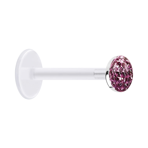 Micro Labret transparent avec disque de cristal violet clair Couche de protection en époxy
