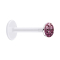 Micro Labret transparent avec disque de cristal violet clair Couche de protection en époxy