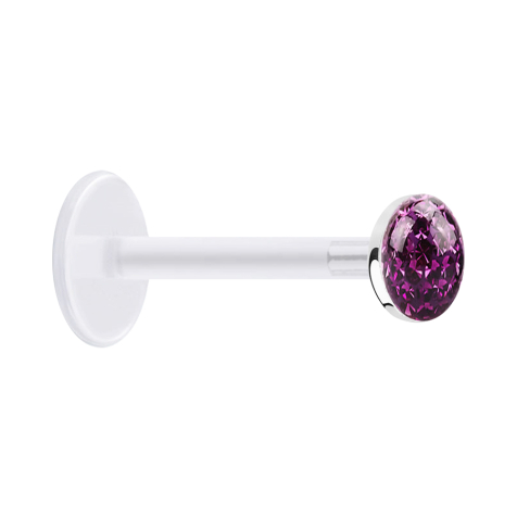 Micro Labret transparent mit Kristallscheibe violett Epoxy Schutzschicht