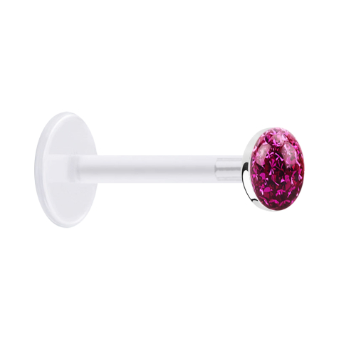 Micro Labret transparent avec disque de cristal fuchsia couche protectrice dépoxy