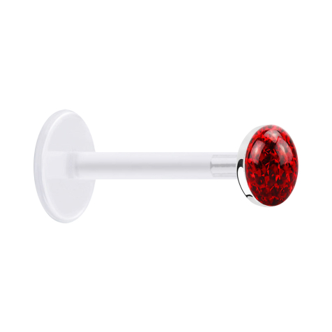 Micro Labret transparent avec disque de cristal rouge Couche de protection en époxy