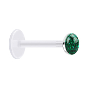 Micro Labret transparent with crystal disk green epoxy...