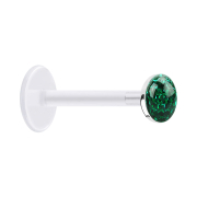 Micro Labret transparent avec disque de cristal vert...