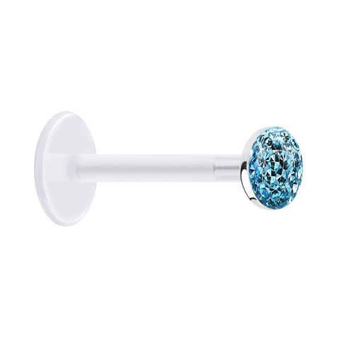 Micro Labret transparent with crystal disk aqua epoxy protective layer