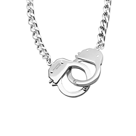 Silver chain with handcuffs