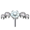 Threadless silver flower opals white set with four crystals