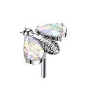 Threadless Bee Silver Crystal Wings Multicolor