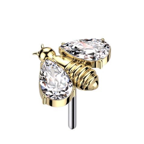 Ape senza filettatura con ali in cristallo placcate in argento