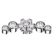 Dermal Anchor silber Blume Kristalle silber gefasst vier...