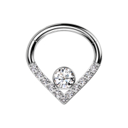 Micro segment ring, foldable, silver, crystals, silver,...