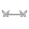 Barbell argent papillon ailes de cristal argent