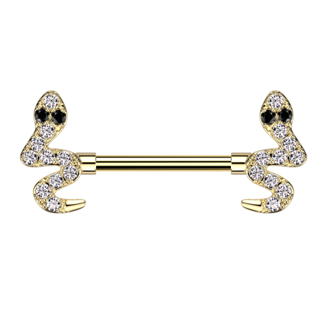 Barbell placcato oro cristalli di serpente argento