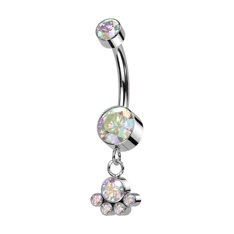 Banana internal thread silver two cylinders crystal multicolor pendant five crystals multicolor