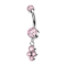 Banana inner thread pink two cylinders crystal silver pendant four crystals pink