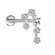 Micro labret inner thread silver zodiac sign Gemini with...