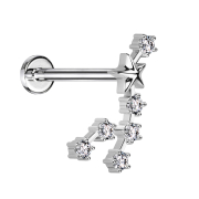 Micro labret internal thread silver zodiac sign Leo with...