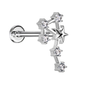 Micro labret inner thread silver zodiac sign Libra with...