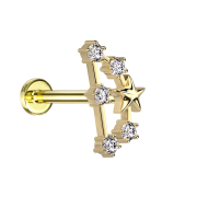 Micro labret inner thread gold-plated zodiac sign...