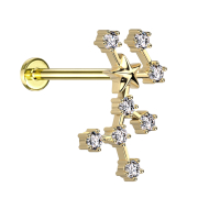 Micro Labret Innengewinde vergoldet Sternzeichen Jungfrau mit Kristallen
