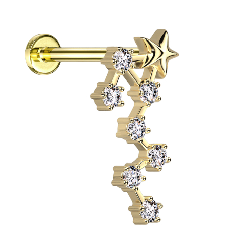 Micro labret internal thread gold-plated zodiac sign scorpion with crystals