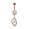 Banana rose gold with two balls crystal silver pendant leaf oval crystal