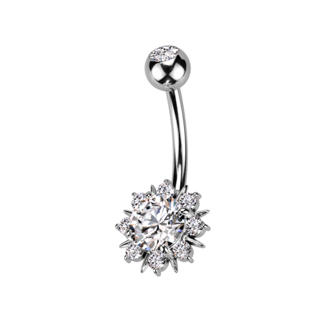 Banane argentée avec boule cristal argenté Soleil avec cristaux