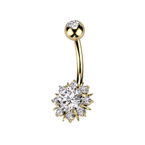 Banane dorée à lor fin avec boule de cristal argenté Soleil avec cristaux