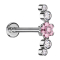 Micro Labret Internal Thread Silver Flower Crystals Pink Set Four Crystals Silver