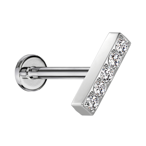 Micro Labret sans filetage argent barre cristaux argent