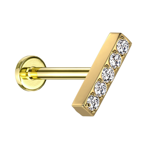 Micro Labret senza filettatura placcato oro con cristalli argentati