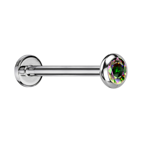Micro Labret sans filetage argenté disque arrondi cristal foncé multicolore