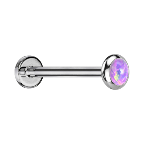 Micro Threadless Labret argento disco arrotondato opale viola
