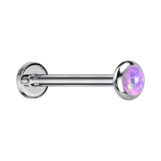 Micro Threadless Labret silber Scheibe abgerundet Opal...