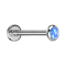 Micro Threadless Labret Silver Disc Rounded Opal Blue