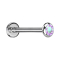 Micro Threadless Labret argento disco arrotondato cristallo multicolore