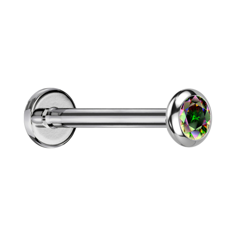 Micro Labret sans filetage argenté disque arrondi cristal foncé multicolore
