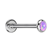 Micro Threadless Labret Silver Disc Rounded Opal Violet
