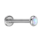 Micro Threadless Labret argent disque arrondi opale blanche