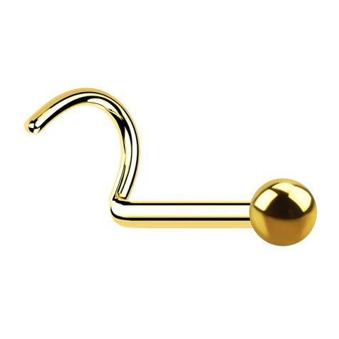 Clou doreille courbé plaqué or avec boule