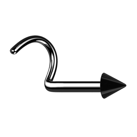 Curved black nose stud with cone