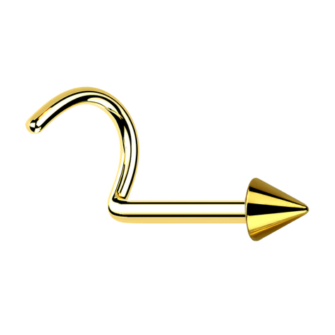 Clou doreille courbé plaqué or avec cône