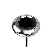 Disque argenté sans filetage, arrondi, cristal noir